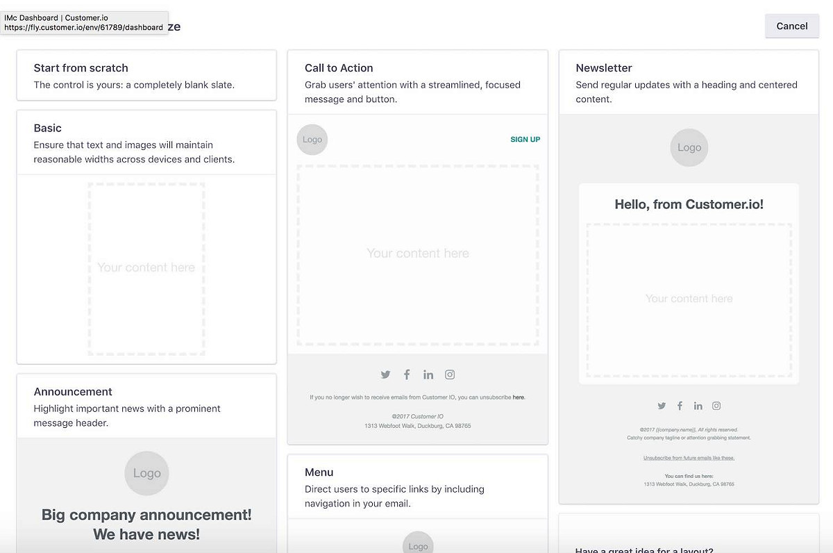 Customer.io email templates - personalized campaigns based on user behavior