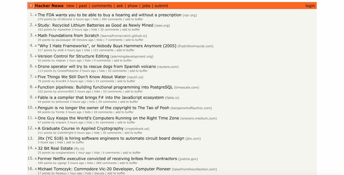 Hacker News listing   Surges.co
