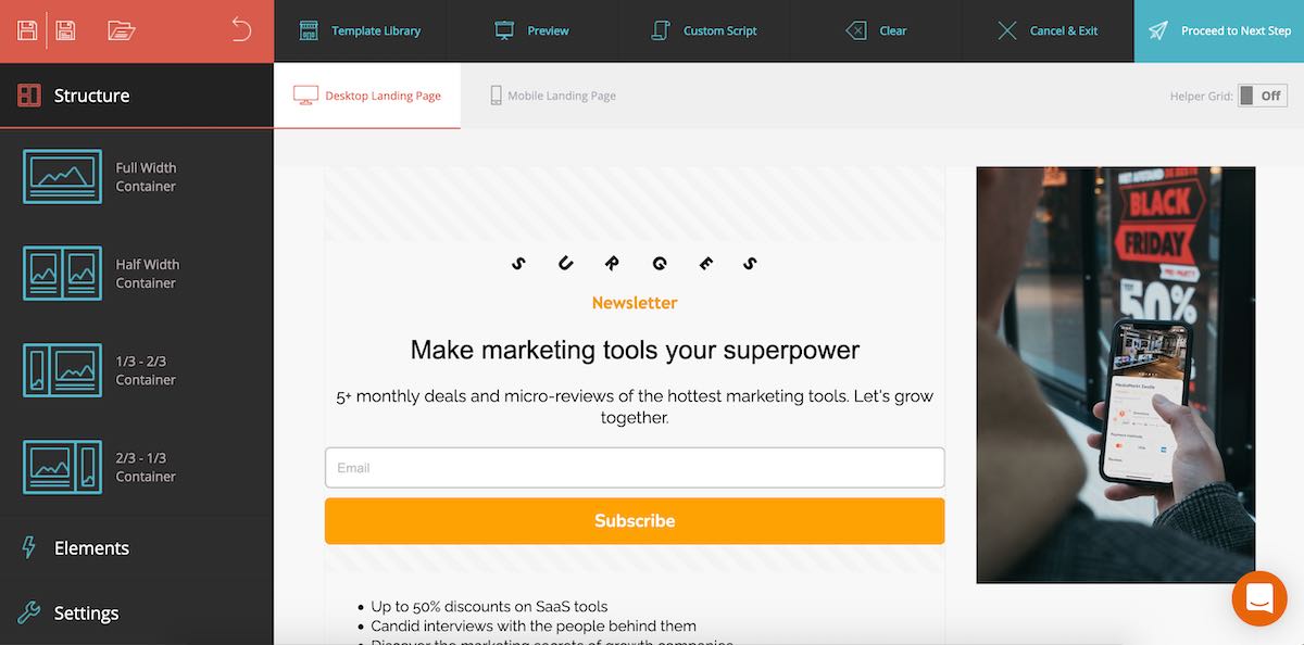 Moosend landing page builder review